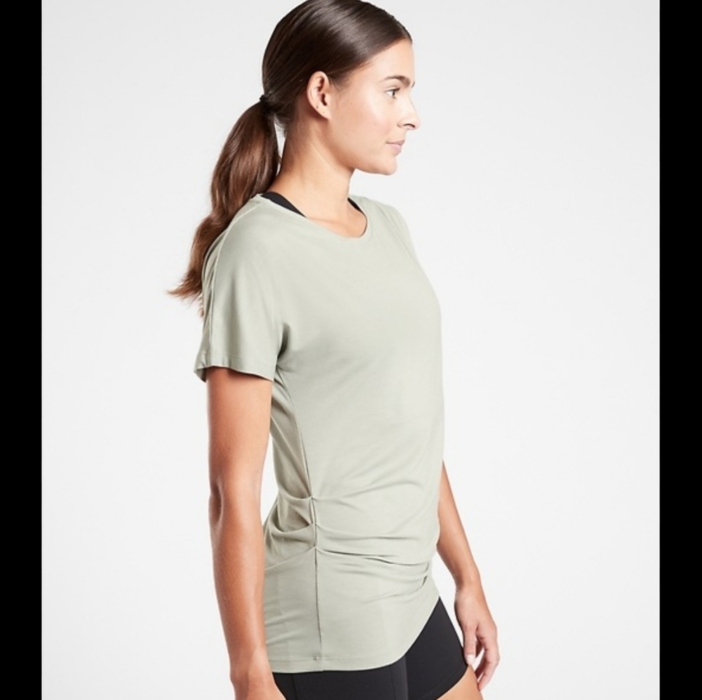 Sage/grey Essence Pleated Tee